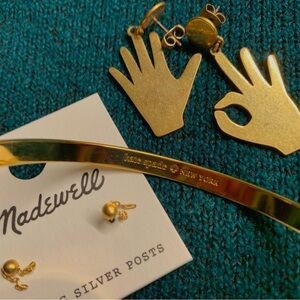 kate spade heart of gold bangle and madewell earrings (2) jewelry bundle